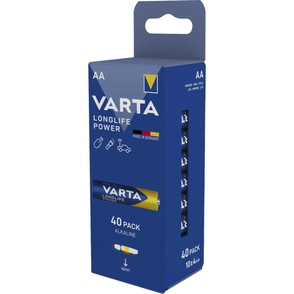 Mignon-Batterie VARTA "Longlife Power" Alkaline, Typ AA, LR06, 1,5V, 40er Pack – Bild 1