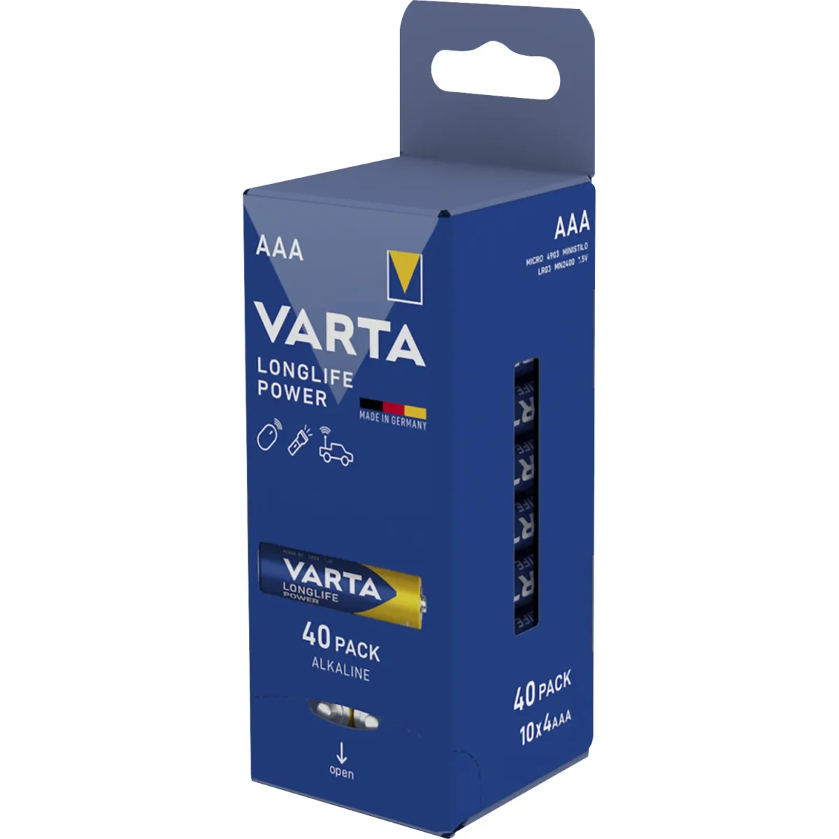 Micro-Batterie VARTA "Longlife Power" Alkaline, Typ AAA, LR03, 1,5V, 40er Pack – Bild 1