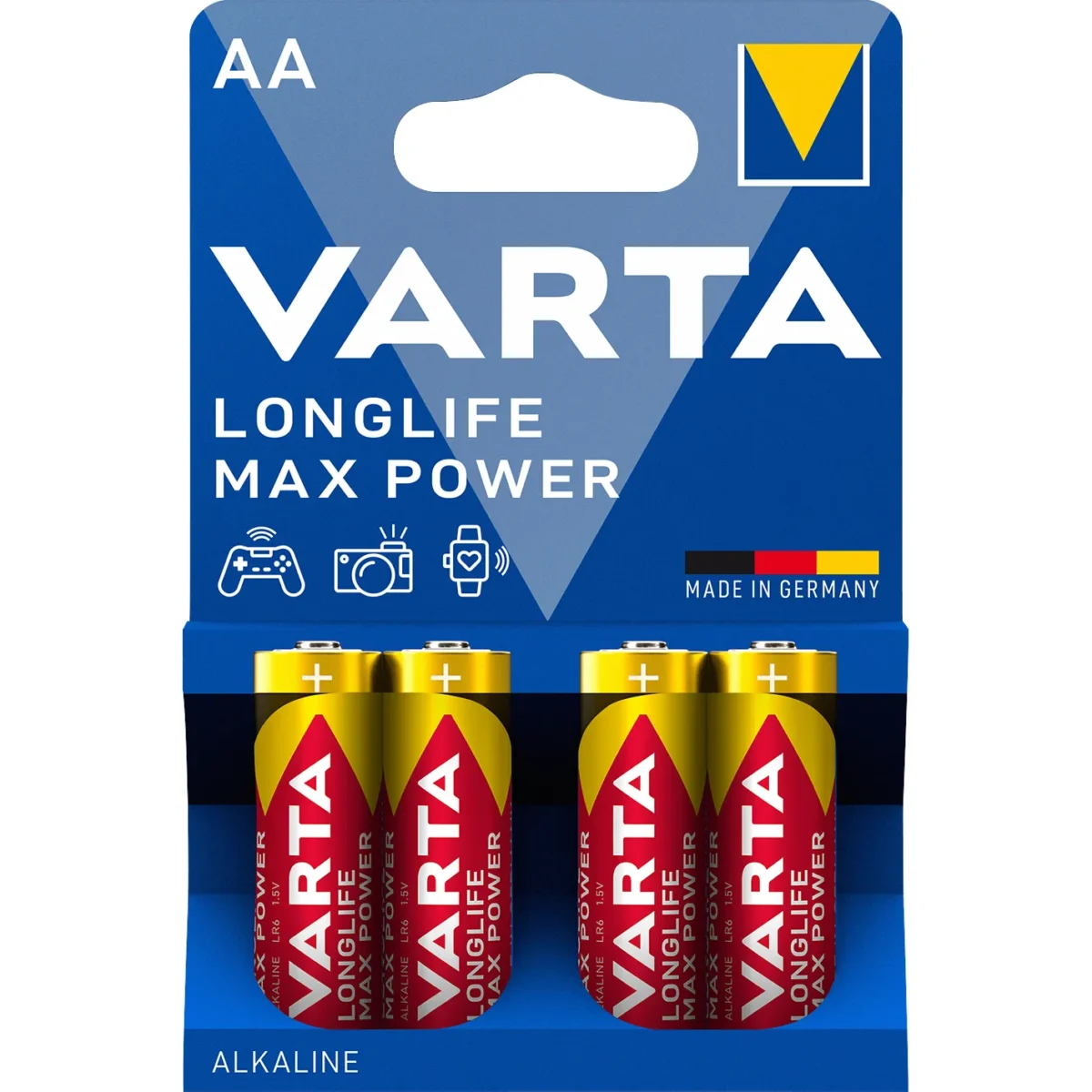 Mignon-Batterie VARTA "Longlife Max Power" Alkaline, Typ AA, LR06, 1,5V, 4-Pack – Bild 1