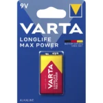 9V-Block Batterie VARTA  "Longlife Max Power" Alkaline, 6LR61, 9V