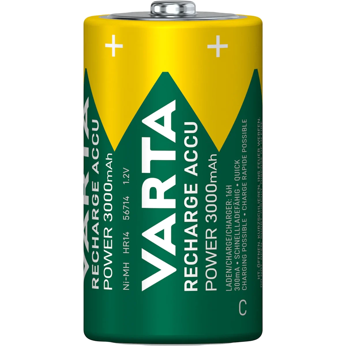 Baby-Akku VARTA, Typ C, NiMH-Akku, HR14, 1,2V/3000 mAh, Pre-charged, 2er Pack – Bild 2