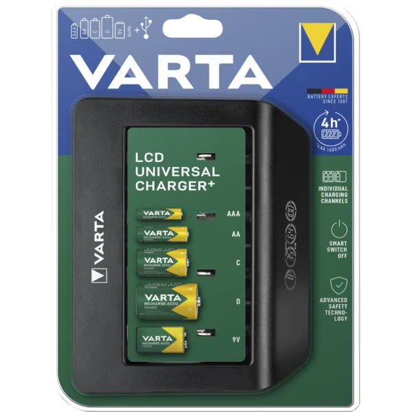 Universal-Ladegerät VARTA, Akku NiMH, LCD Charger, für AA/ AAA/ C/ D/ 9V
