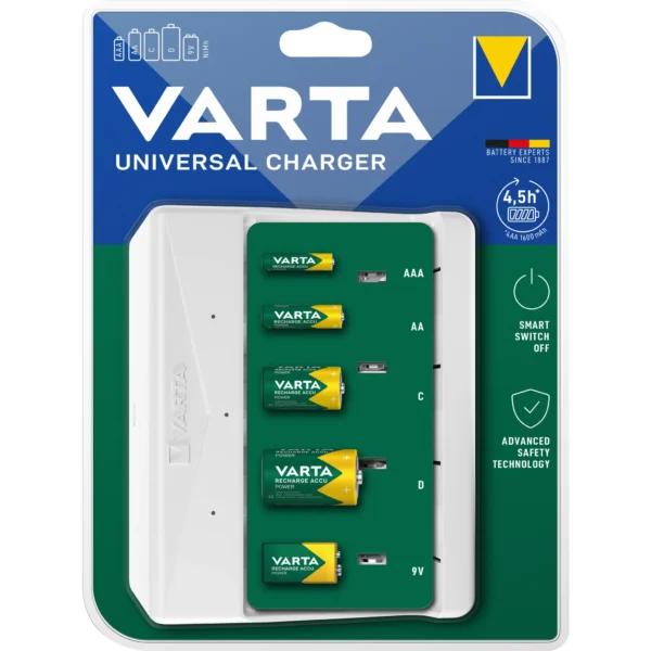 Mini Universal-Ladegerät VARTA, für AA/ AAA/ C/ D/ 9V Batterien, NiMH Akku