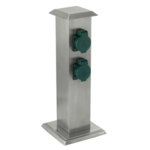 Garten-Steckdosensäule EGLO "Park 4", Edelstahl/Kunststoff, grün, 40x11x11cm