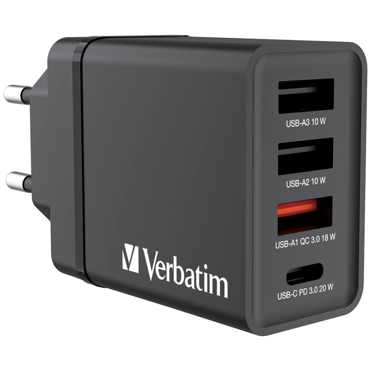 Ladeadapter Verbatim "CHR-30EU1", 30W, schwarz, 2xUSB-A, 1xUSB-A QC, 1xUSB-C PD – Bild 3