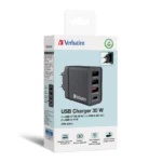 Ladeadapter Verbatim "CHR-30EU1", 30W, schwarz, 2xUSB-A, 1xUSB-A QC, 1xUSB-C PD – Bild 5