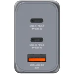 Ladeadapter Verbatim, Universal, GNC-65, GaN, 65W,grau, 1x USB-A QC, 2x USB-C PD – Bild 2