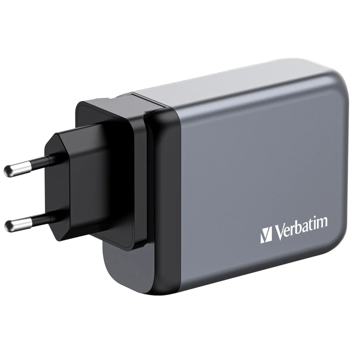 Ladeadapter Verbatim, Universal,GNC-100, GaN, 100W,grau,1x USB-A QC, 3x USB-C PD – Bild 1