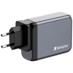 Ladeadapter Verbatim, Universal,GNC-100, GaN, 100W,grau,1x USB-A QC, 3x USB-C PD