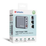 Ladeadapter Verbatim, Universal,GNC-100, GaN, 100W,grau,1x USB-A QC, 3x USB-C PD – Bild 5