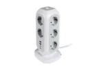 Steckdosen-Tower EUPT-01 Verbatim, 2m Kabel, weiß,11x230V EU, USB-A, 2x USB-C