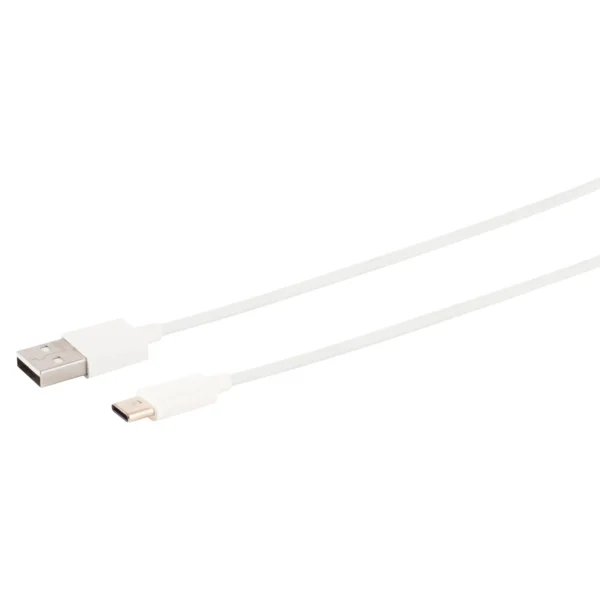 USB Lade-Sync Kabel, USB-A Stecker auf USB C-Stecker, 2.0, ABS, weiß, 0,5m
