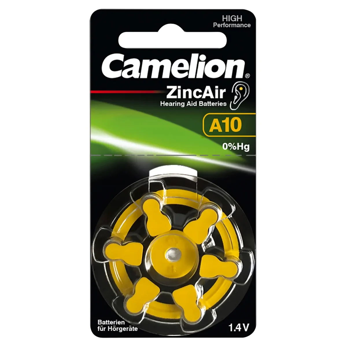 Knopfzelle CAMELION, A10, Zink-Luft, 6er-Blister – Bild 1