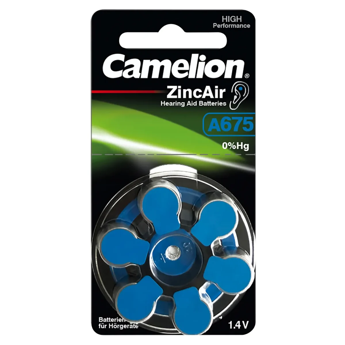 Knopfzelle CAMELION, A675, Zink-Luft, 6er-Blister – Bild 1