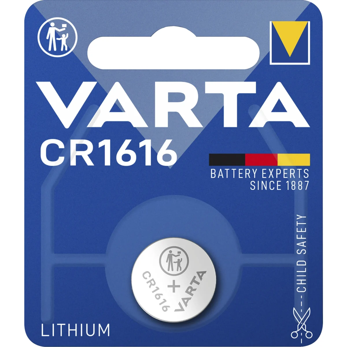 Lithium-Knopfzelle VARTA "Electronics", CR 1616, 55mAh, 3V 1er-Blister – Bild 1