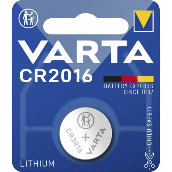 Lithium-Knopfzelle VARTA "Electronics", CR 2016, 90mAh, 3V, 1er-Blister