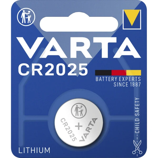 Lithium-Knopfzelle VARTA "Electronics", CR 2025, 170mAh, 3V, 1er-Blister