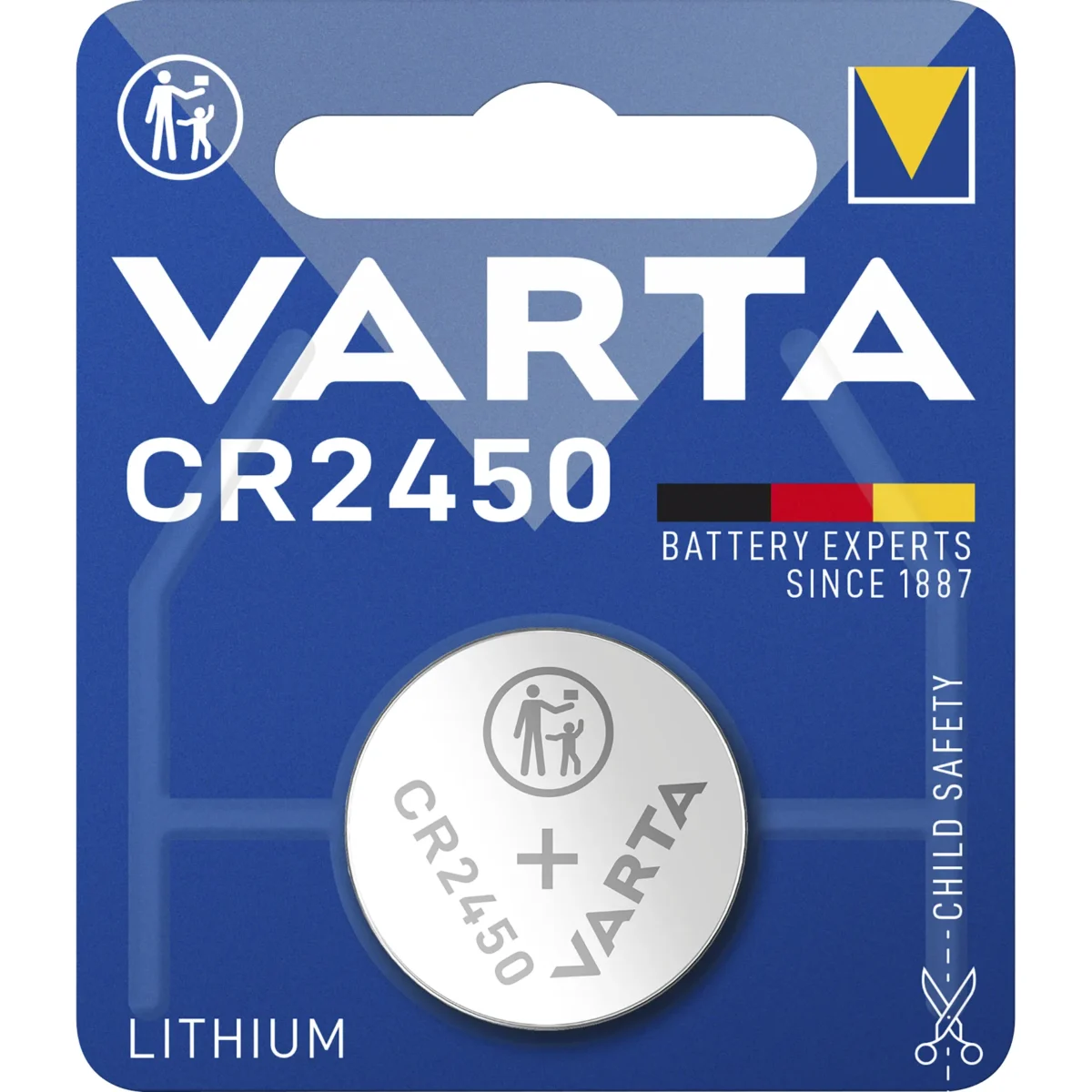 Lithium-Knopfzelle VARTA "Electronics", CR 2450, 560mAh, 3V, 1er-Blister – Bild 1