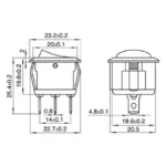 Wippenschalter McPower 3-polig, rote Wippe, beleuchtet, AC 250V / 6,5A, schwarz, EIN/AUS – Bild 2