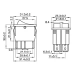 Wippenschalter McPower, 6-polig, rote Wippe, 250V/15A, Stellungen: EIN/AUS – Bild 2