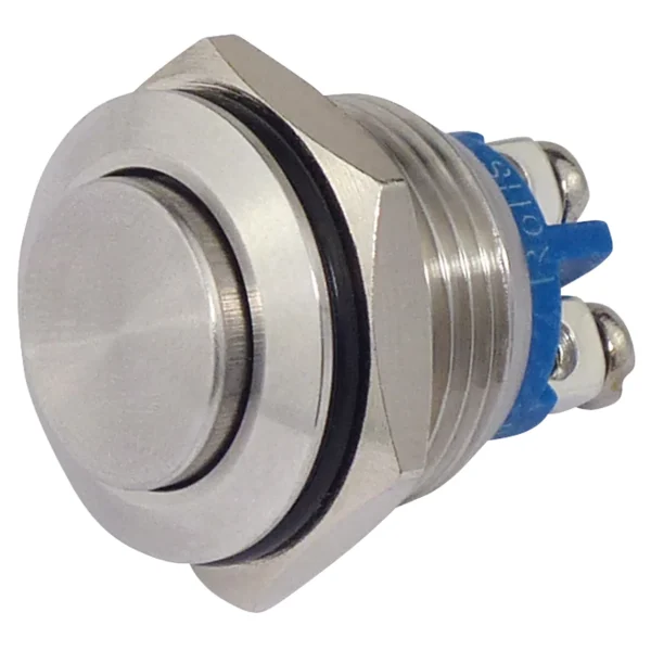 Vollmetalltaster, 16mm-Ø, 250V, 3A, Schraubösen, IP67
