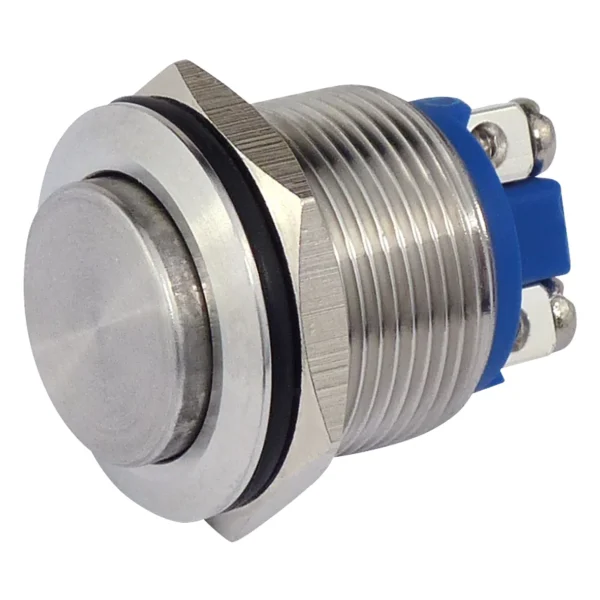 Vollmetalltaster, 19mm-Ø, 250V, 3A, Schraubösen, IP67