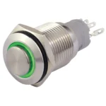 Vollmetalltaster mit Ringbeleuchtung, grün, 16mm-Ø, 250V, 3A, Lötanschluss