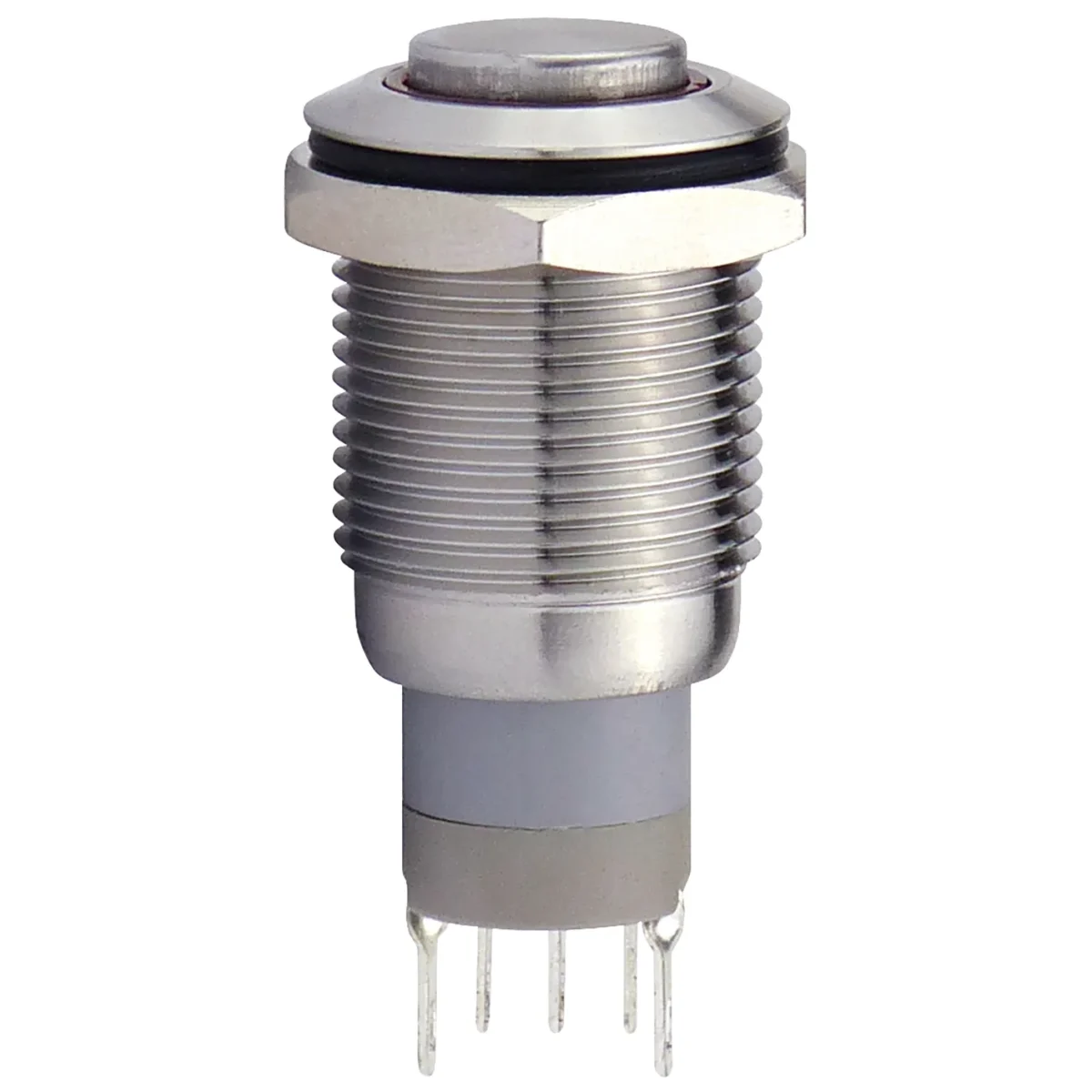 Vollmetalltaster mit Ringbeleuchtung, grün, 16mm-Ø, 250V, 3A, Lötanschluss – Bild 2