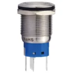 Vollmetalltaster mit Ringbeleuchtung, blau, 19mm-Ø, 250V, 5A, Lötanschluss – Bild 2