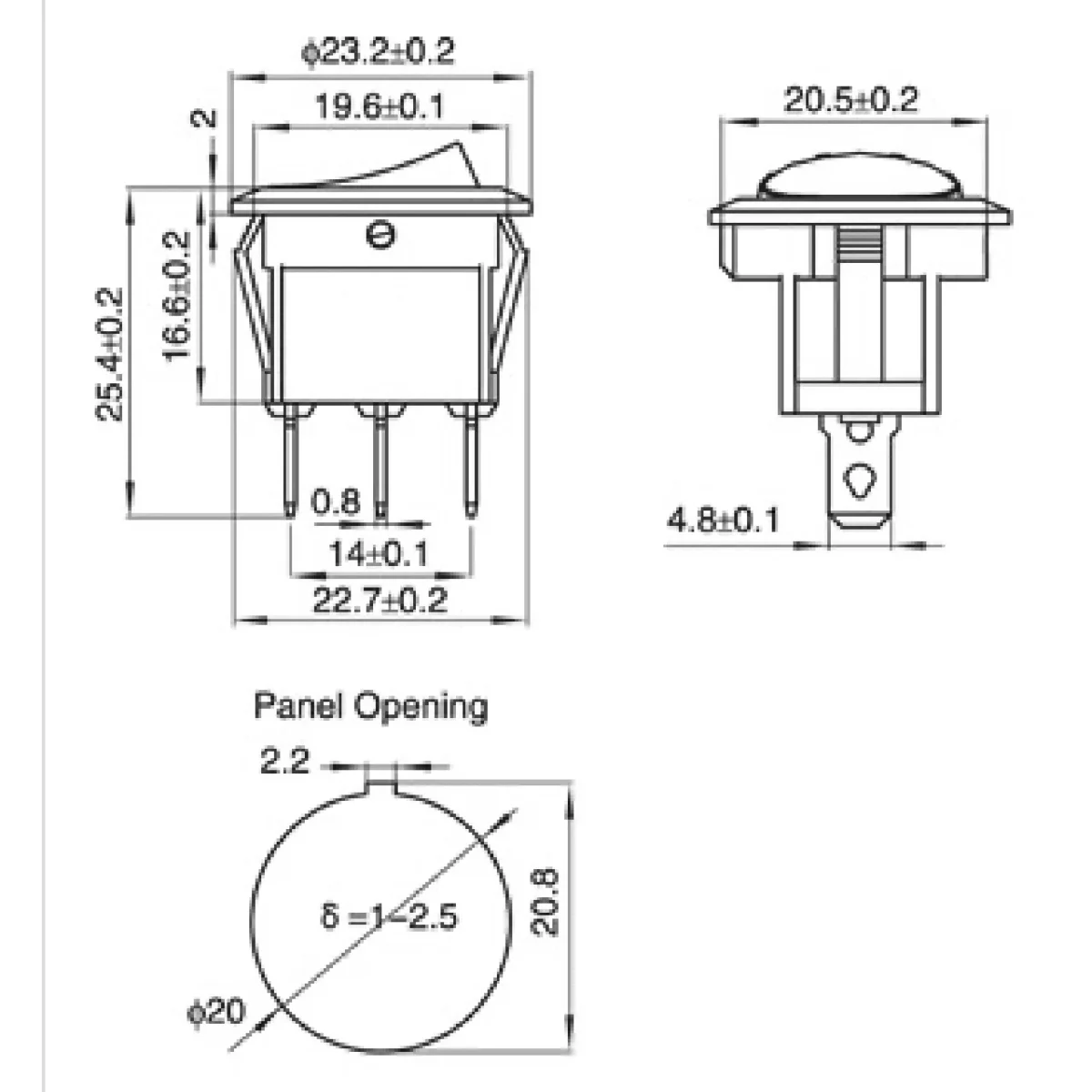 Kfz-Schalter McPower, rote LED, 12V/16A, 3-polig, Stellungen: EIN/AUS – Bild 2