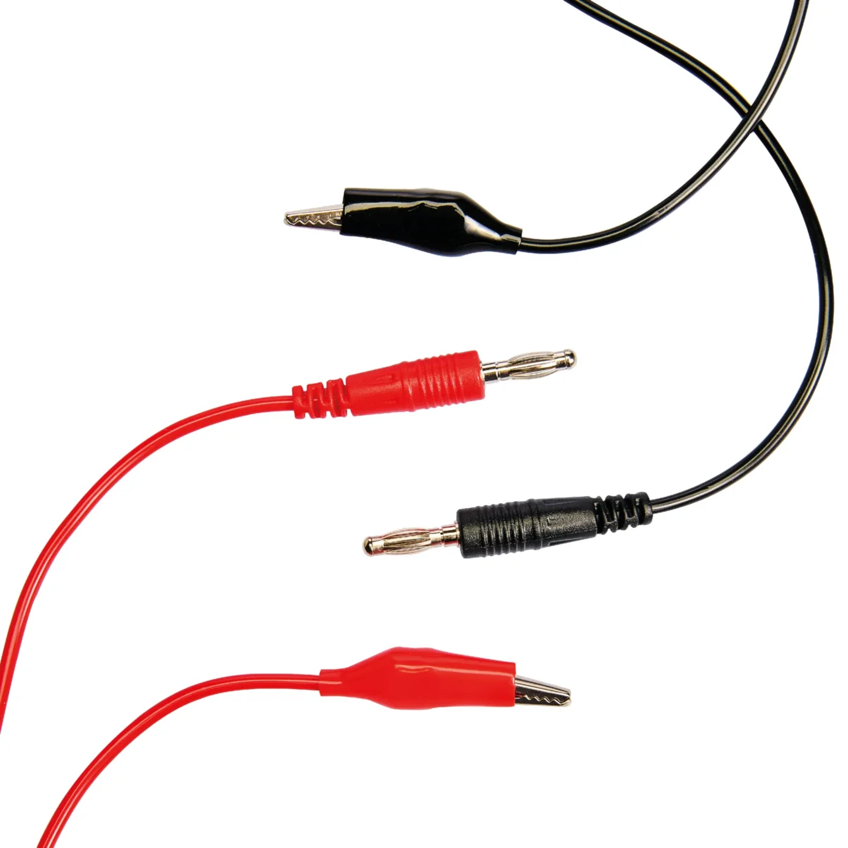 Messleitung McPower, 80cm, 1x rot, 1x schwarz, Krokoklemme und Bananenstecker – Bild 1