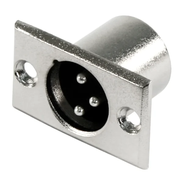 XLR-Einbaustecker, silber Metall, 3-polig