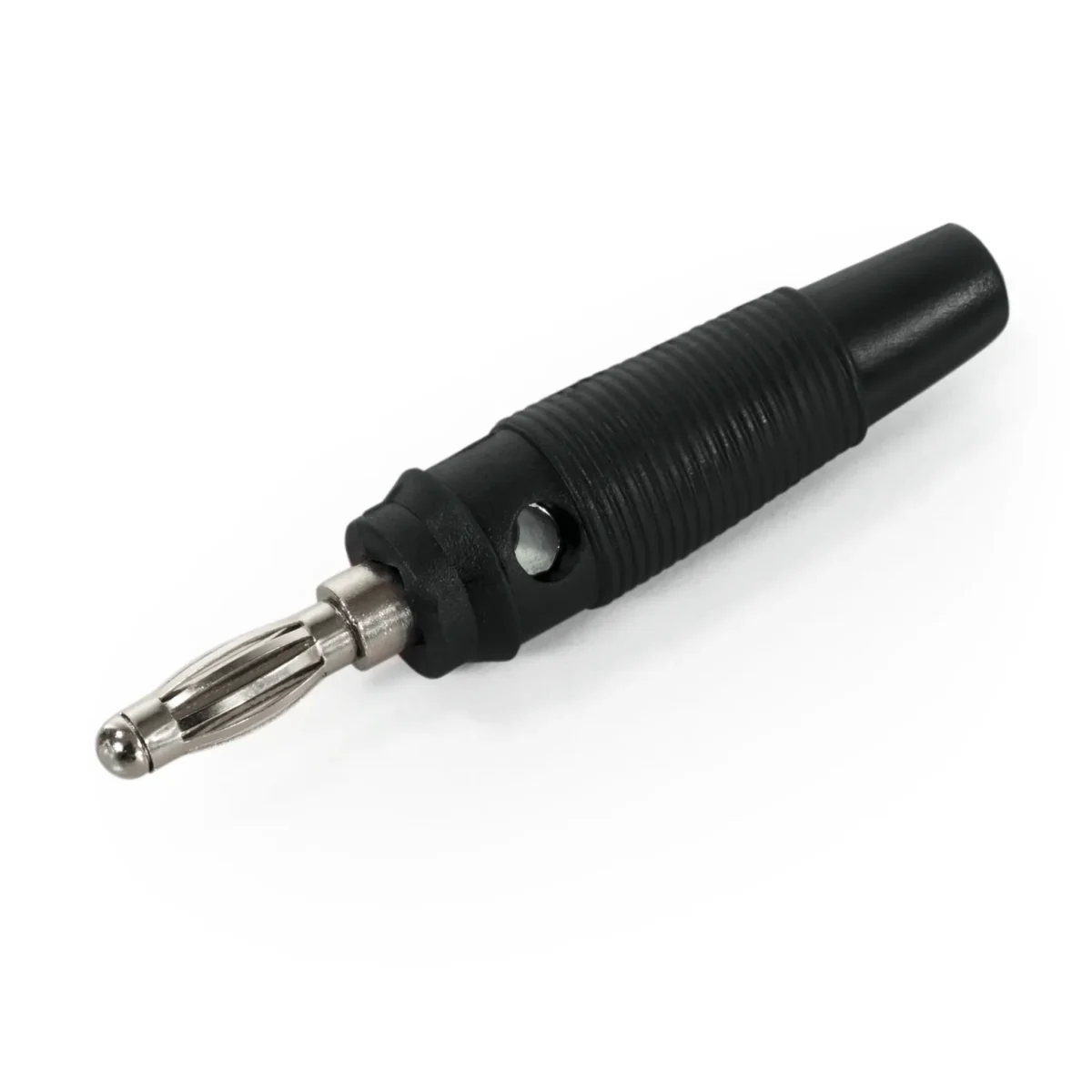 Bananen-Stecker McPower, 4 mm, Querloch, Druckfeder, schwarz – Bild 1