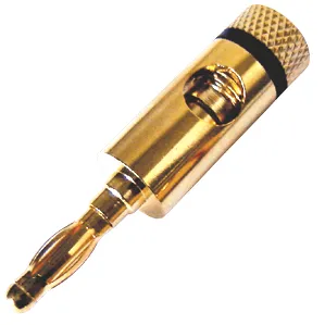Laborstecker, 4mm-Ø, vergoldet, mit schwarzem Kennzeichnungsring