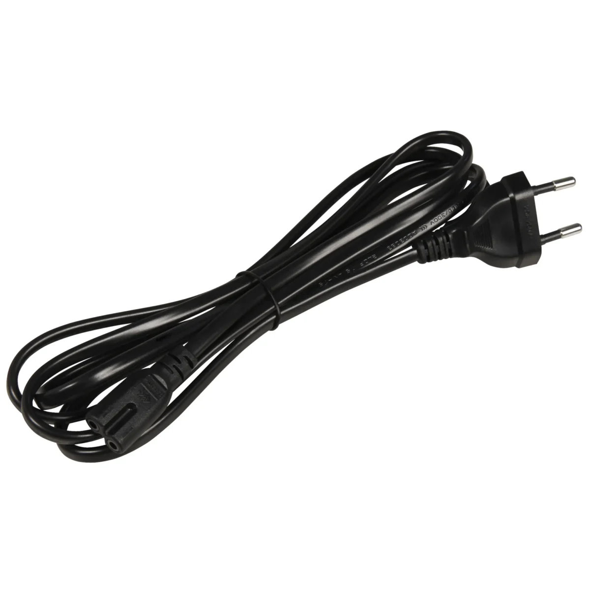 Euro-Netzkabel, Länge 1,8 m, 2x0,75 mm², schwarz – Bild 2