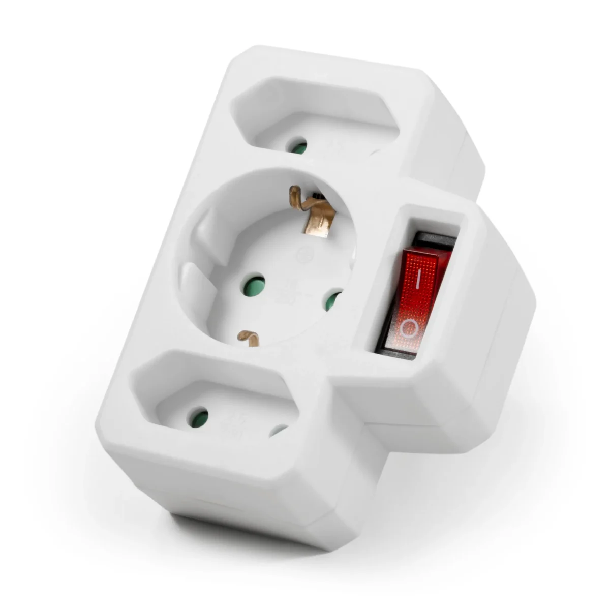 Steckdosenadapter McPower, 1x Schutzkontakt, 2x Euro, mit Schalter – Bild 1