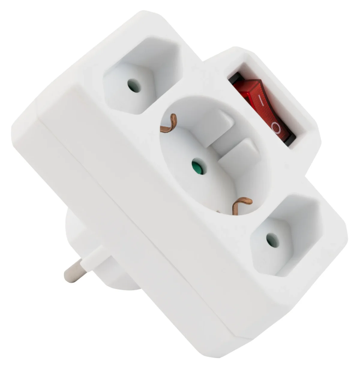 Steckdosenadapter McPower, 1x Schutzkontakt, 2x Euro, mit Schalter – Bild 2
