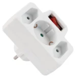 Steckdosenadapter McPower, 1x Schutzkontakt, 2x Euro, mit Schalter – Bild 2
