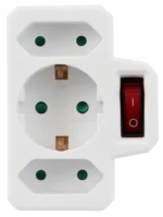 Steckdosenadapter McPower, 1x Schutzkontakt, 2x Euro, mit Schalter – Bild 3