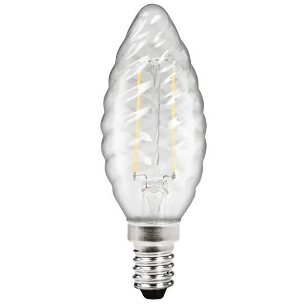 LED Filament Kerzenlampe gedreht McShine "Filed", E14, 2W, 260 lm, warmweiß, klar