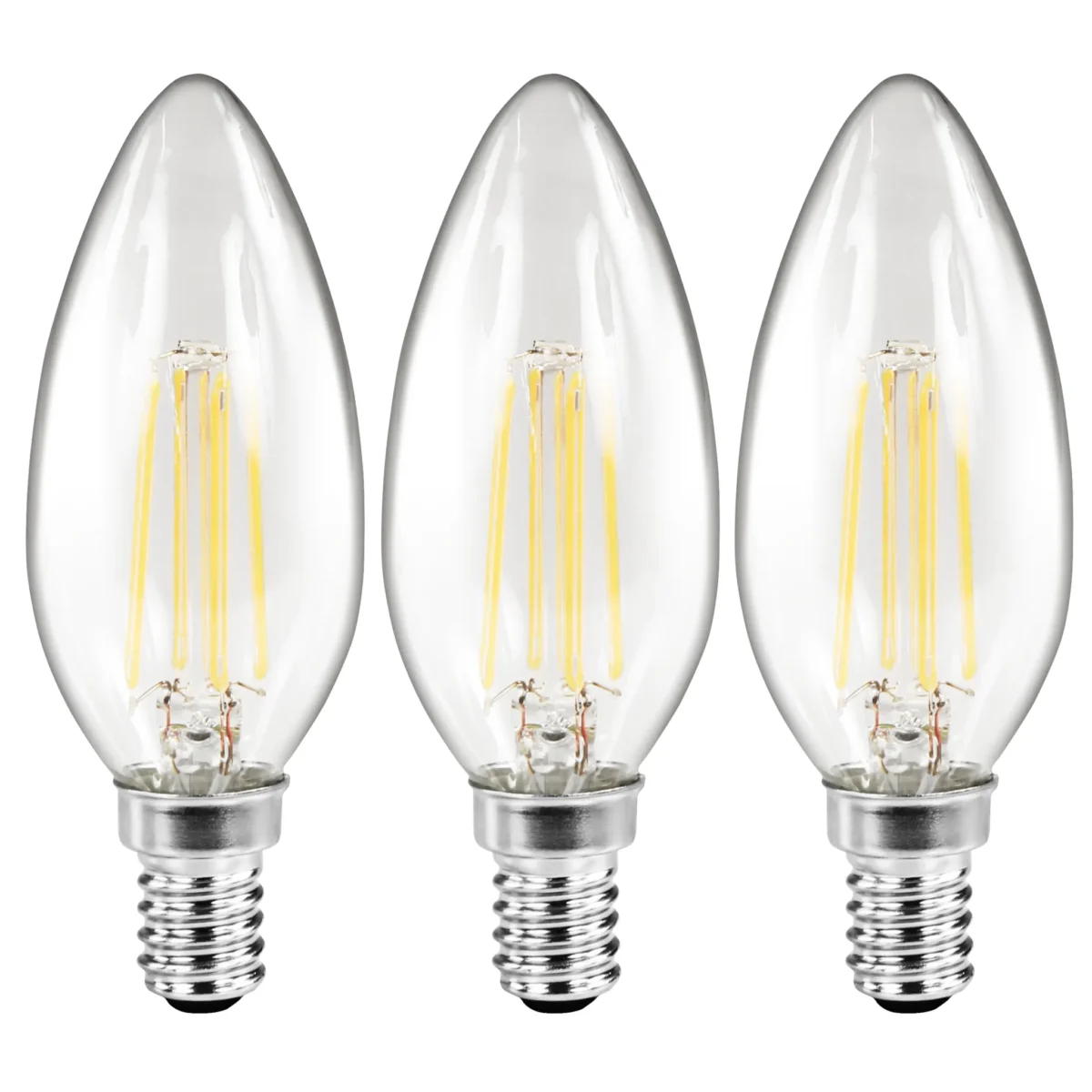 LED Filament Set McShine, 3x Kerzenlampe, E14, 2W, 260lm, warmweiß, klar – Bild 1