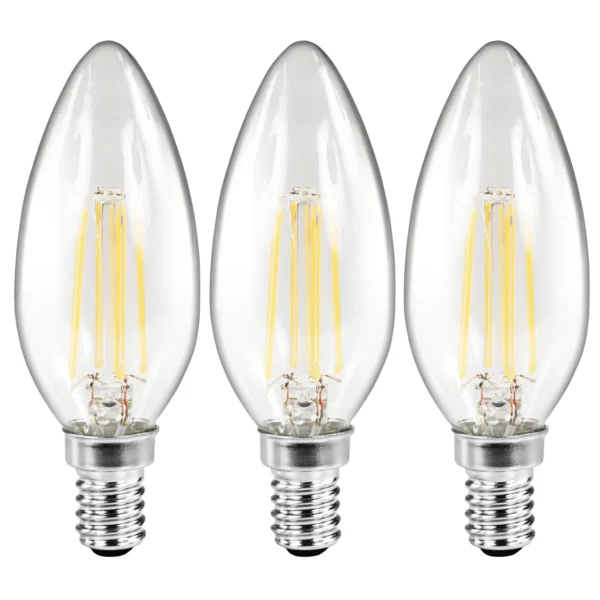 LED Filament Set McShine, 3x Kerzenlampe, E14, 2W, 260lm, warmweiß, klar