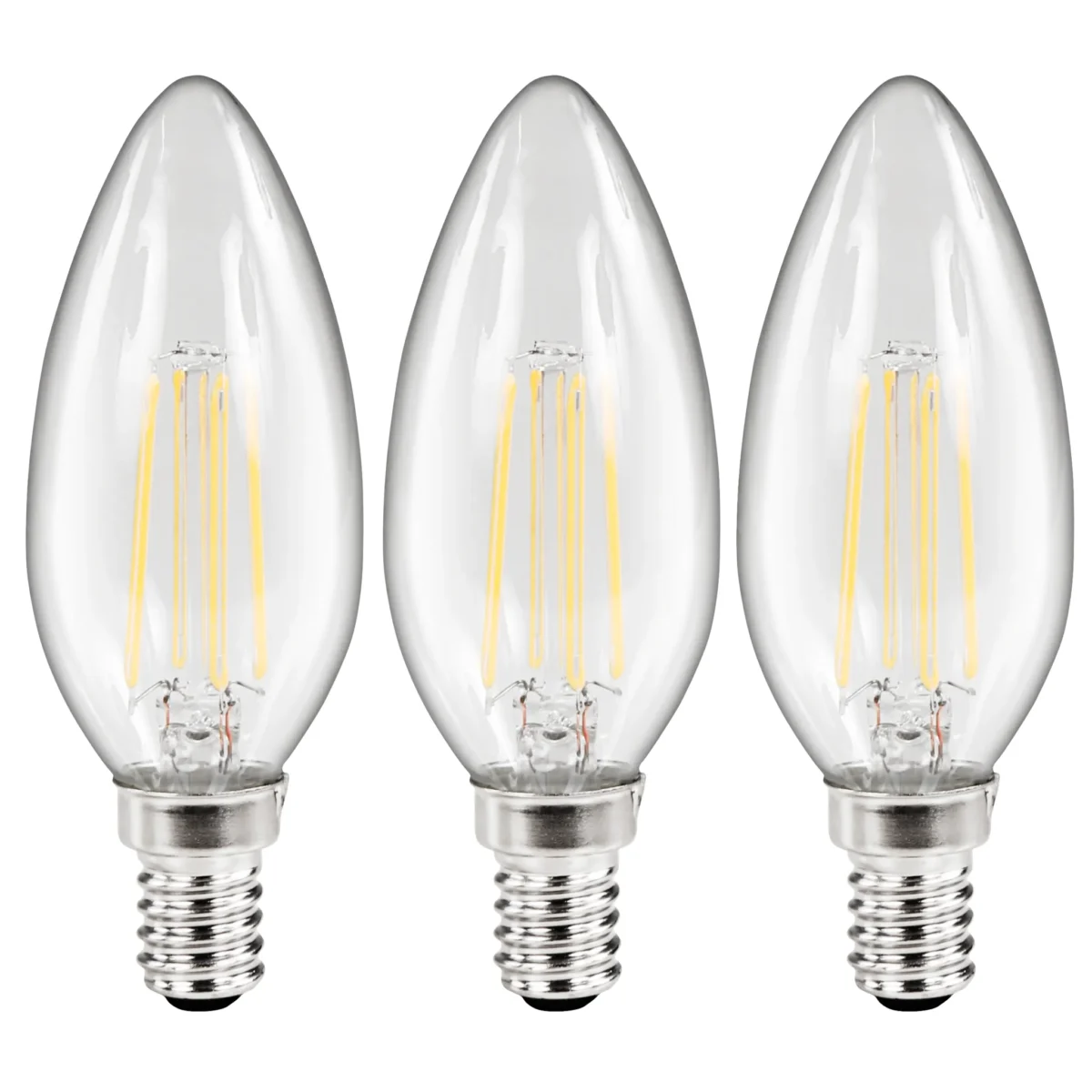 LED Filament Set McShine, 3x Kerzenlampe, E14, 3.6W, 360lm, warmweiß, klar – Bild 1