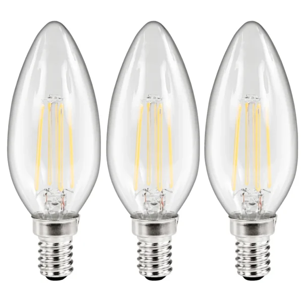 LED Filament Set McShine, 3x Kerzenlampe, E14, 3.6W, 360lm, warmweiß, klar