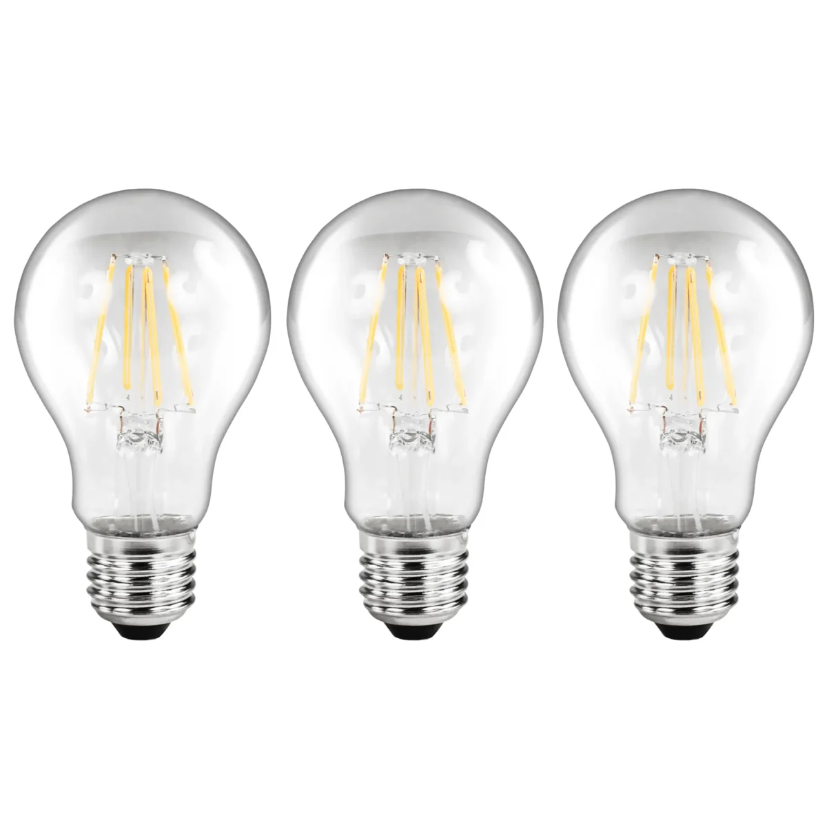 LED Filament Set McShine, 3x Glühlampe, E27, 6W, 670lm, warmweiß, klar – Bild 1