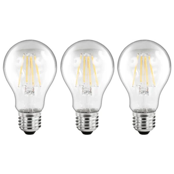 LED Filament Set McShine, 3x Glühlampe, E27, 6W, 670lm, warmweiß, klar