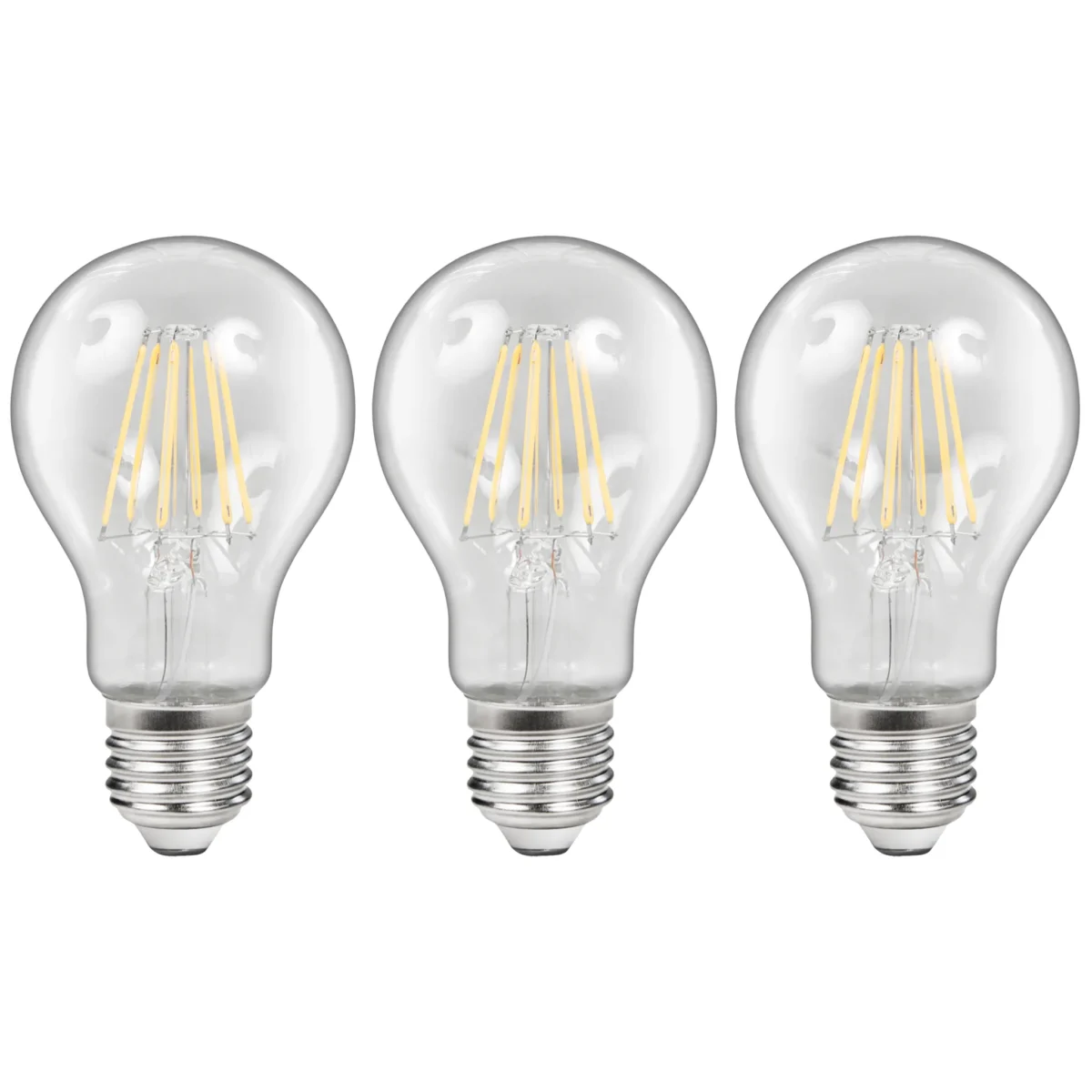 LED Filament Set McShine, 3x Glühlampe, E27, 6W, 600lm, warmweiß, klar, dimmbar – Bild 1