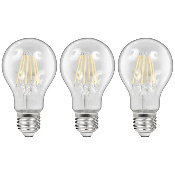 LED Filament Set McShine, 3x Glühlampe, E27, 6W, 600lm, warmweiß, klar, dimmbar