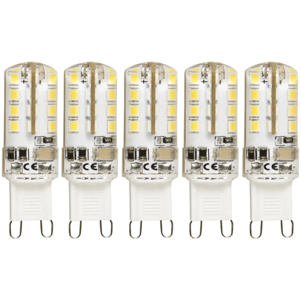 LED-Stiftsockellampe McShine "Silicia", G9, 2,3W, 180 lm, warmweiß, 5er-Pack
