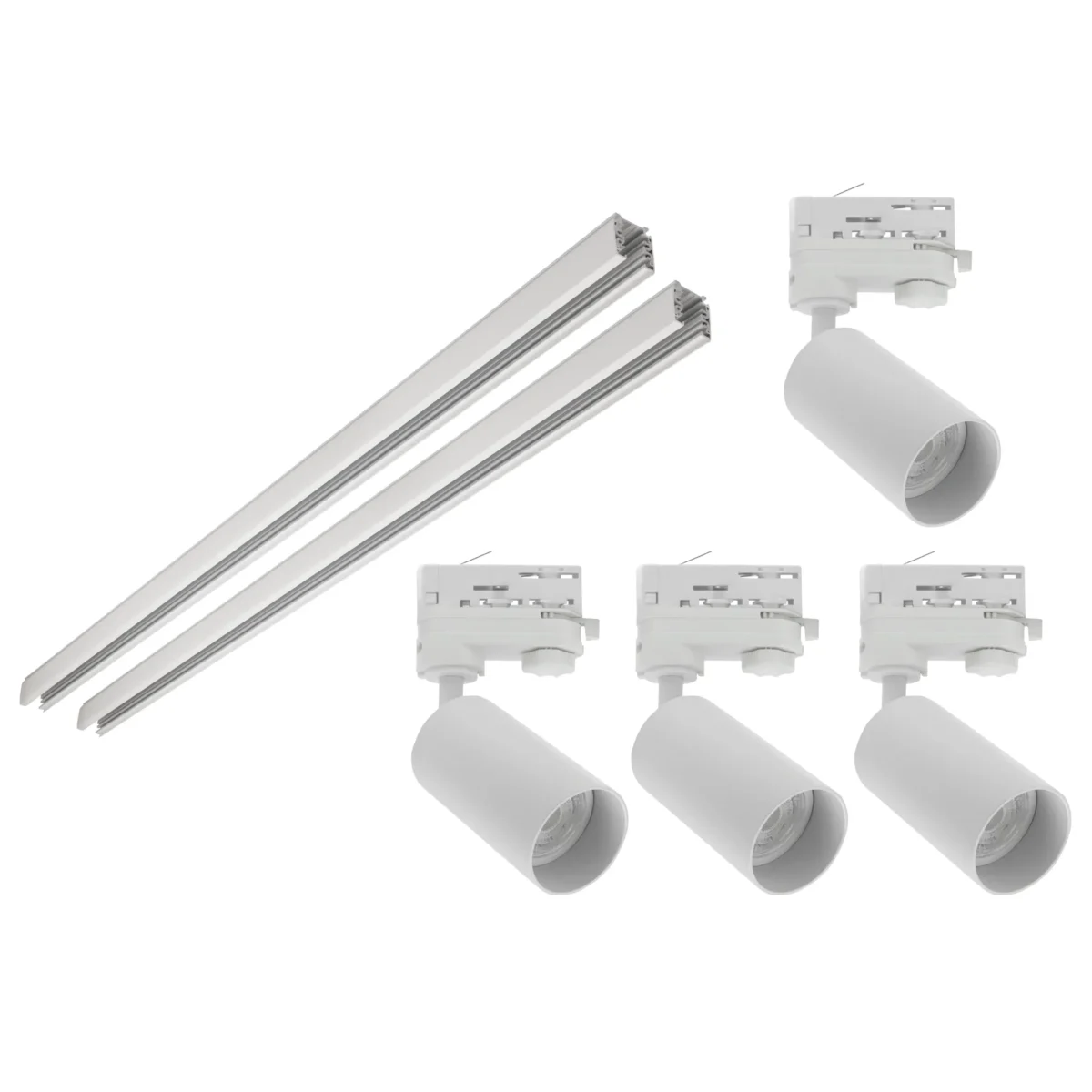 Schienenleuchten-Set MADARA OPTIMO, 4x Leuchte + 3-Phasen-Stromschiene, weiß – Bild 1